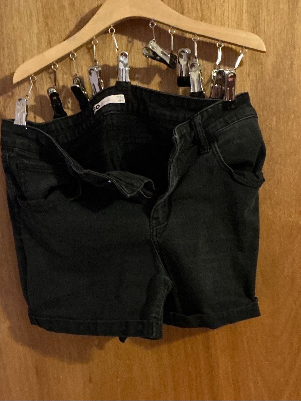 SO Black Denim High-Rise Jean Shorts with Cuffed Hem